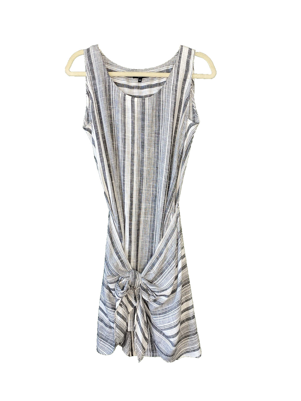 Drew Anthropologie Morgan Tie Front Dress Size Small Linen Rayon Stripe Coastal